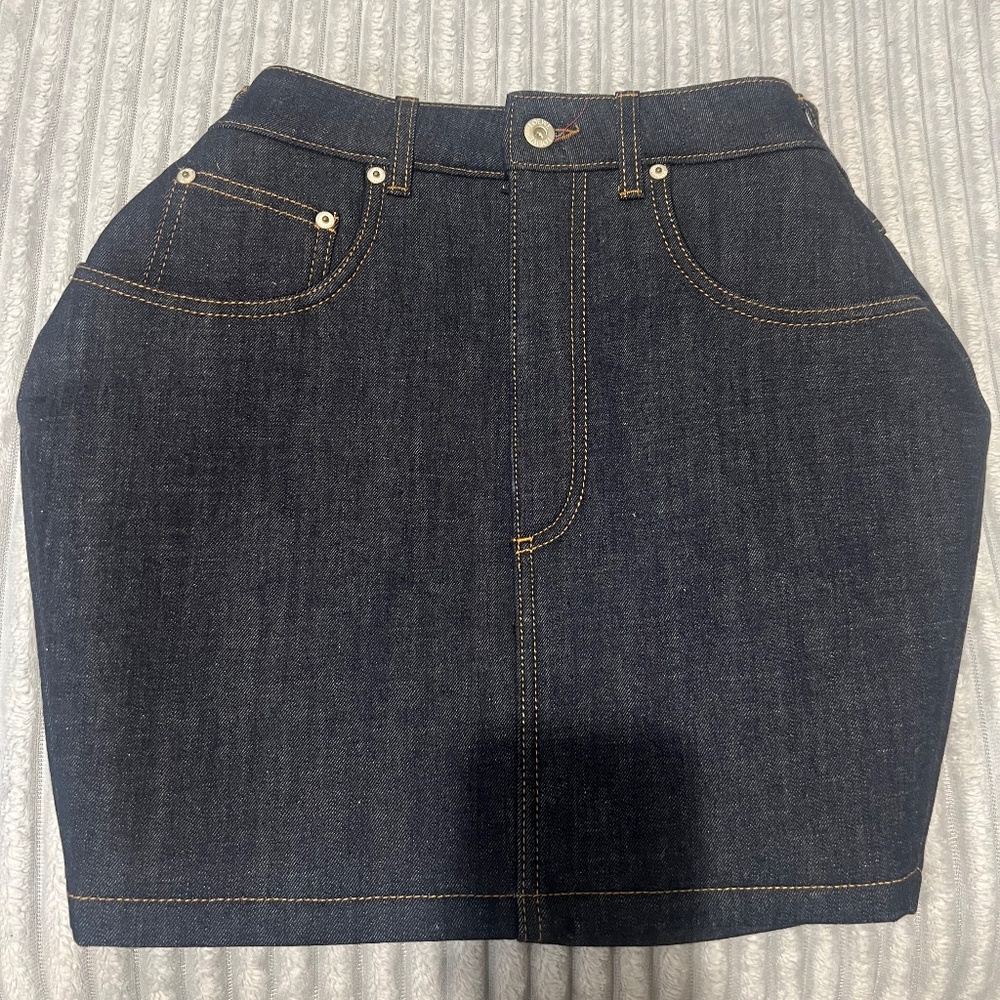 Loewe Cotton-Blend Denim Curved HEM Miniskirt